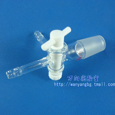万阳实验室四氟三通活塞 14 19 24 29# 标准磨口三路具四氟乙烯节门抽气接头 F4阀门玻璃T形三通接头
