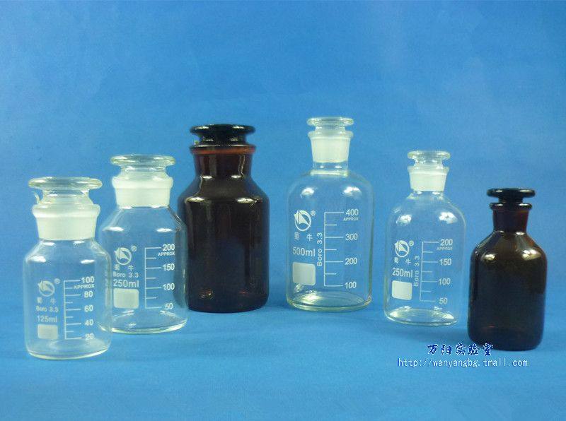 蜀牛高硼硅玻璃磨口瓶 白色棕色 大口 小口瓶 60 125 250 500 1000ml  透明茶色玻璃广口细口试剂瓶