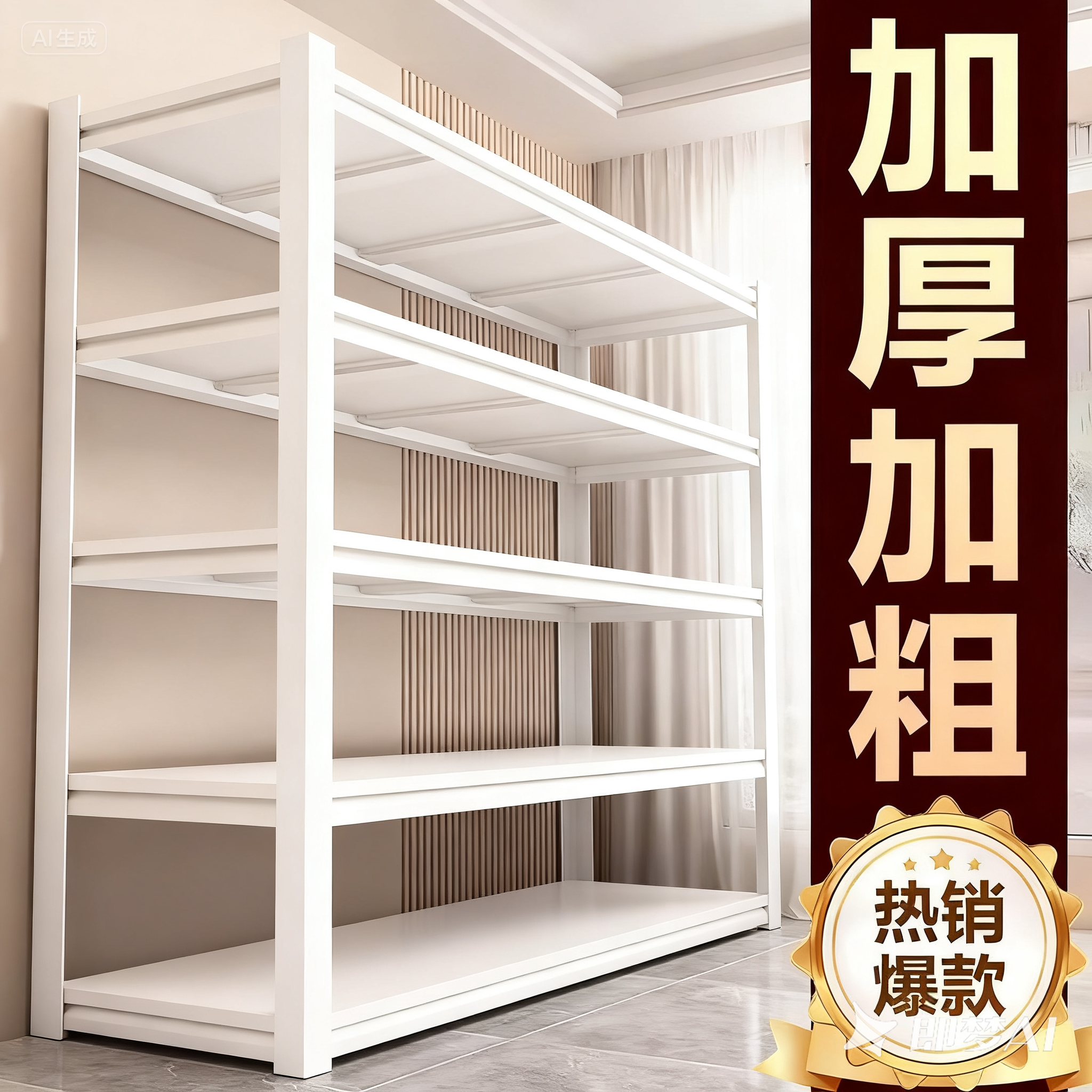置物架落地多层货架客厅家用简易收纳架书架靠墙一体简易展示架子