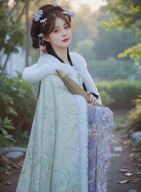 长斗篷加绒加厚披肩外套古风披风