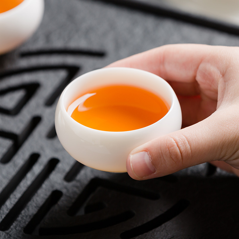 白瓷功夫茶杯陶瓷茶具主人杯单杯茶盏纯色茶碗个人专用品茗杯套装