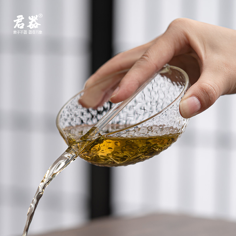 知茗堂锤目纹耐高温玻璃引流过滤泡茶碗创意泡茶法公道杯绿茶茶器