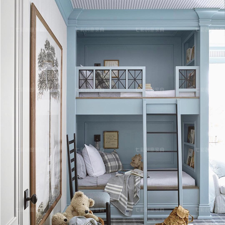 双层上下高低子母床现代中式