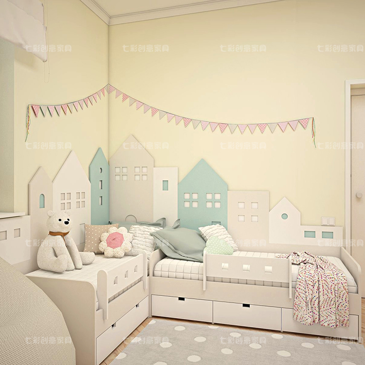 儿童床拼接单人床组装小床男孩女孩实木定制双胞胎床房子卡通婴儿