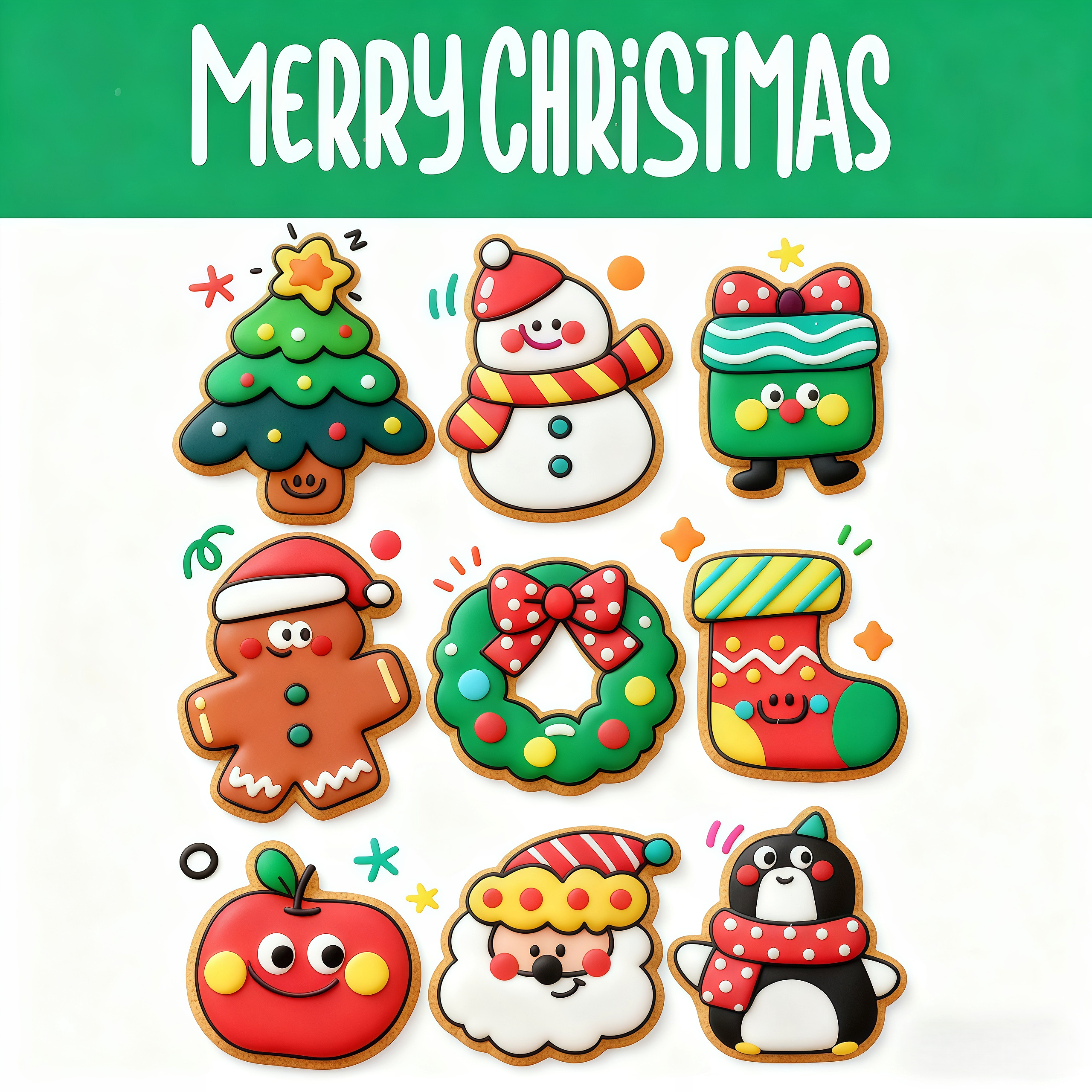 圣诞节小表情卡通饼干模具圣诞老人圣诞树圣诞袜花环姜饼人印模