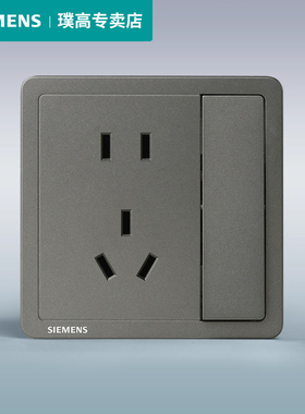西门子一开五孔插座带单控开关面板 致典银灰色86型10a二三极插座