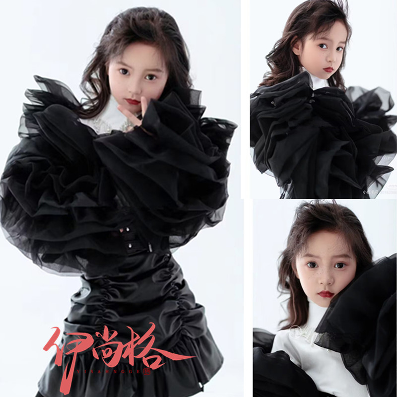 女童黑色蓬蓬裙儿童演出服