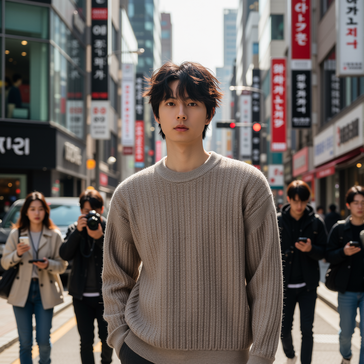 w2x日系针织衫宽松毛衣毛呢男款秋冬季新款长袖加厚款男士打底衫