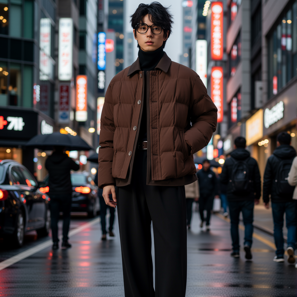 w2x排骨羽绒服鸭绒潮流时尚假两件韩版短款冬季新款外套保暖男装