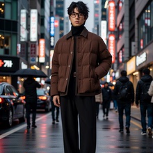 w2x排骨羽绒服鸭绒潮流时尚假两件韩版短款冬季新款外套保暖男装