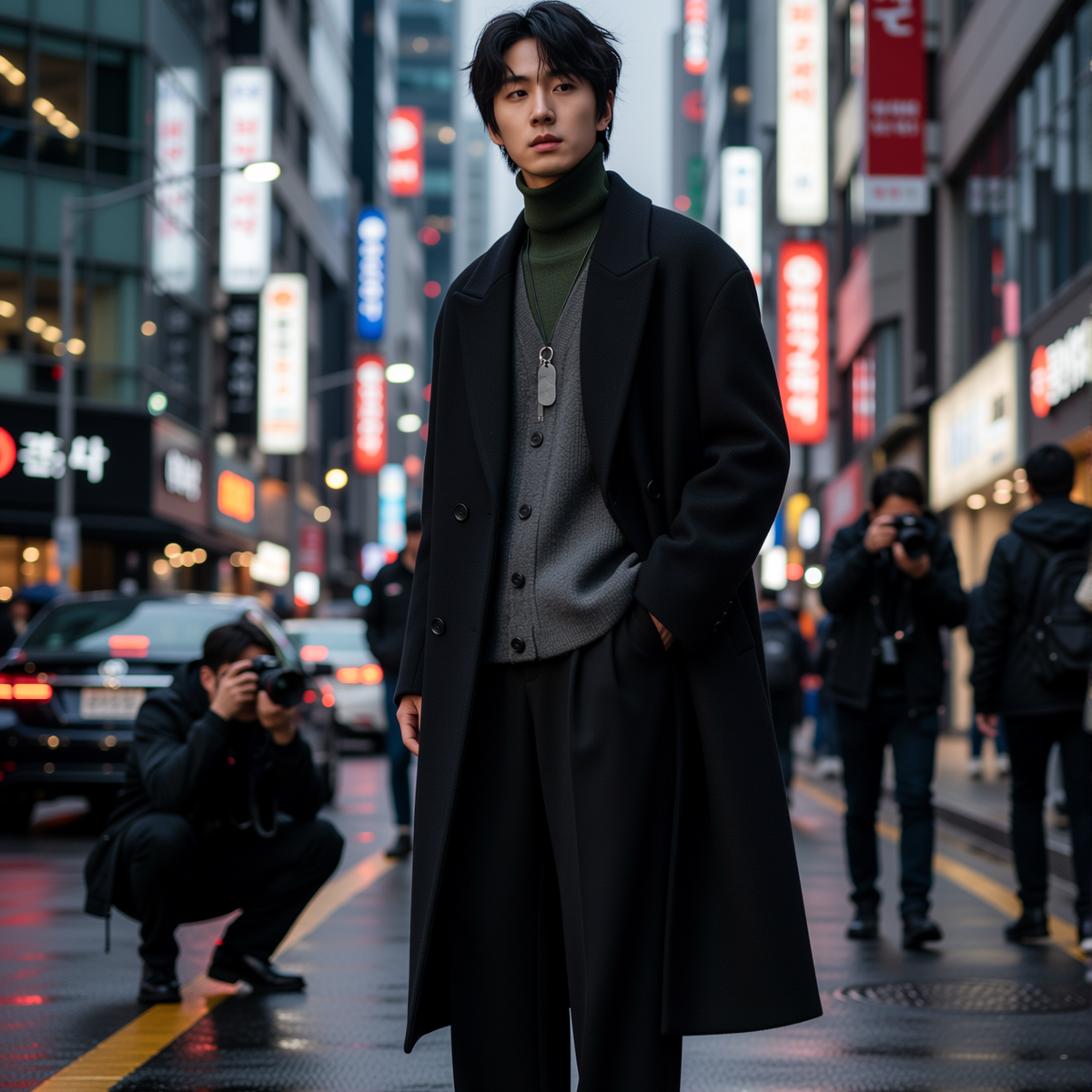 w2x高级感毛呢大衣男士冬季新款加厚外套双排扣双面呢中长款风衣