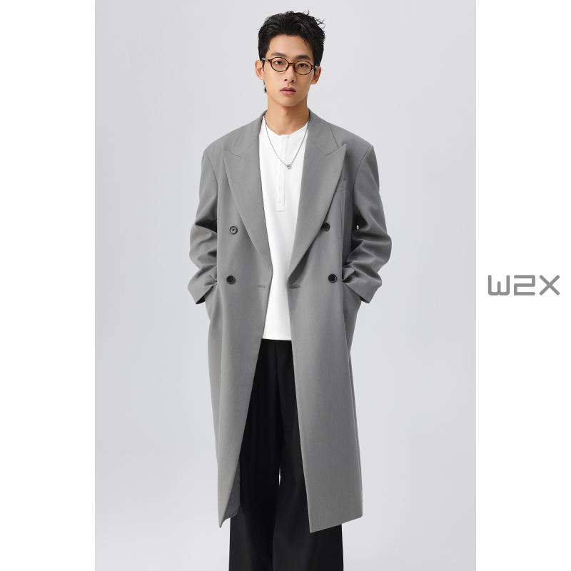 枪驳领双排扣大长款阔型风衣