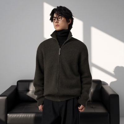 w2x简约针织开衫男士毛衣保暖秋冬季加厚线衣男款冬装羊毛呢外套