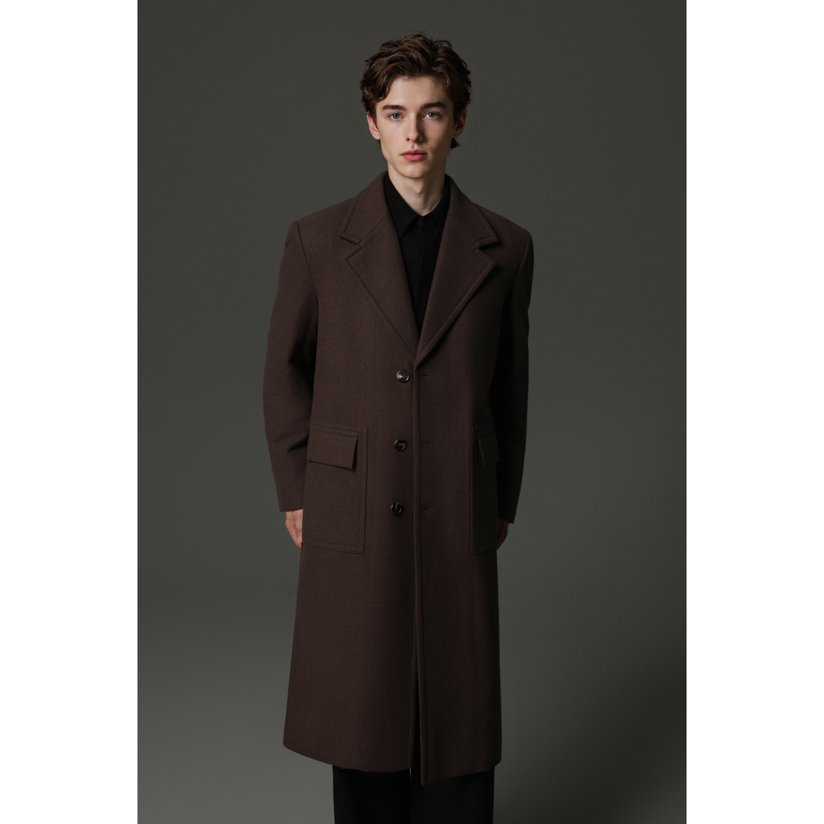 w2x秋冬羊毛大衣男士冬装加厚双面呢外套男款西装英伦风风衣过膝