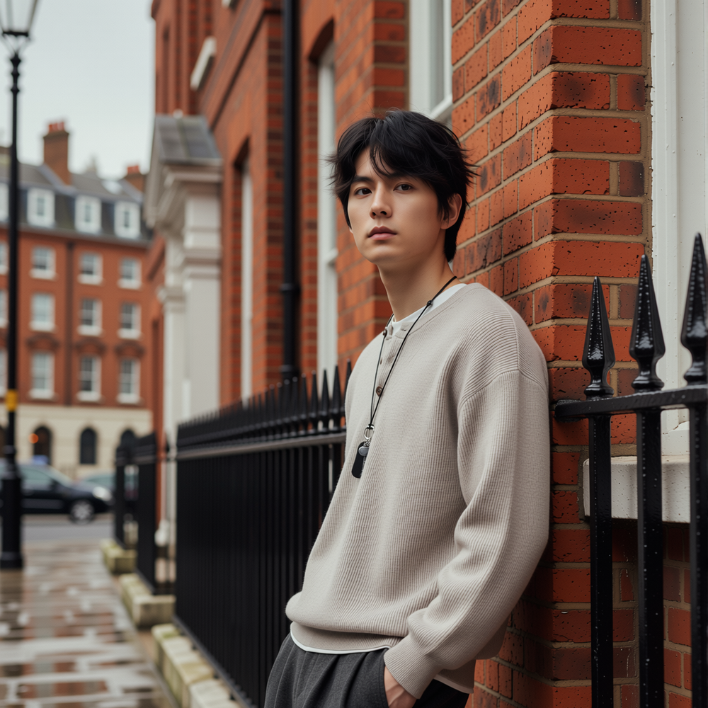 w2x潮牌复古毛呢针织衫男生秋冬季新款内搭打底上衣男士毛衣加厚