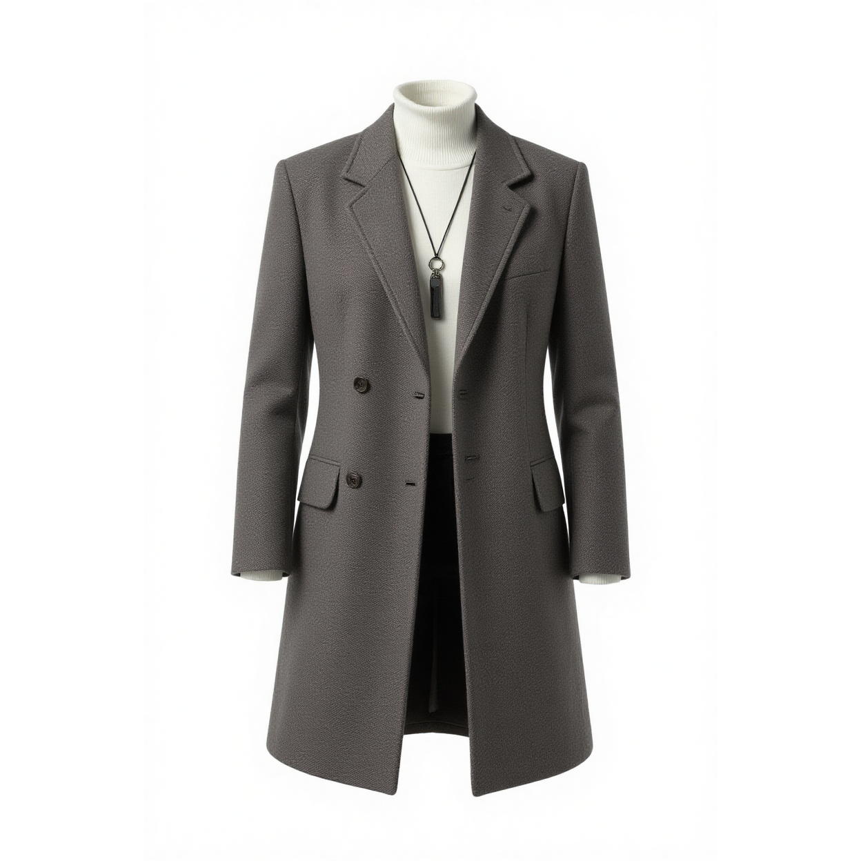 w2x秋冬季男款英伦风大衣 加厚双面呢风衣外套 长款纯毛呢子男士