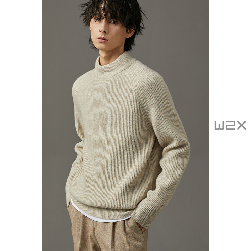 w2x冬季廓形羊毛衫男打底毛衣