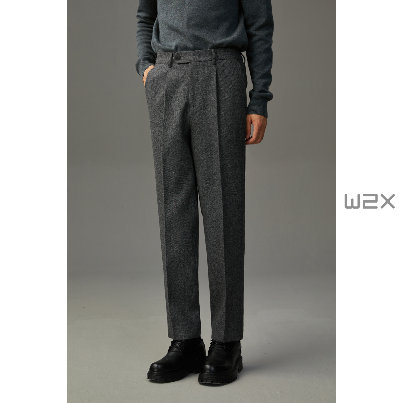 冬季羊毛呢休闲裤直筒小西装裤