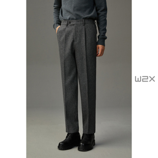 厚款 垂坠感青年长裤 羊毛呢休闲裤 裤 子 直筒宽松小西装 w2x2023冬季