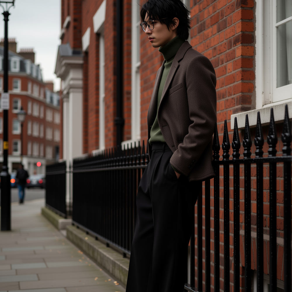 w2x英伦风羊毛呢外套秋冬季保暖西装领双面呢大衣新款西装男加厚