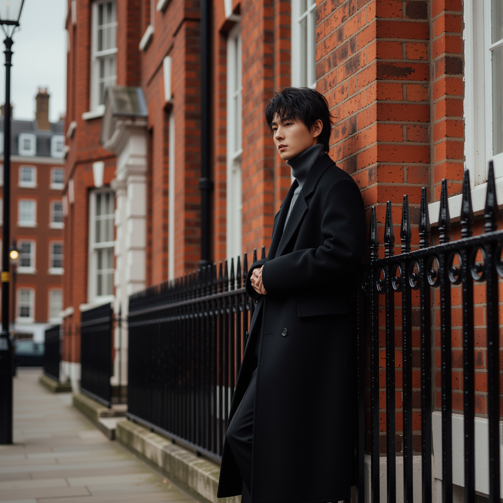 w2x羊毛呢大衣男士秋冬季风衣过膝男装加厚新款超好看外套双面呢