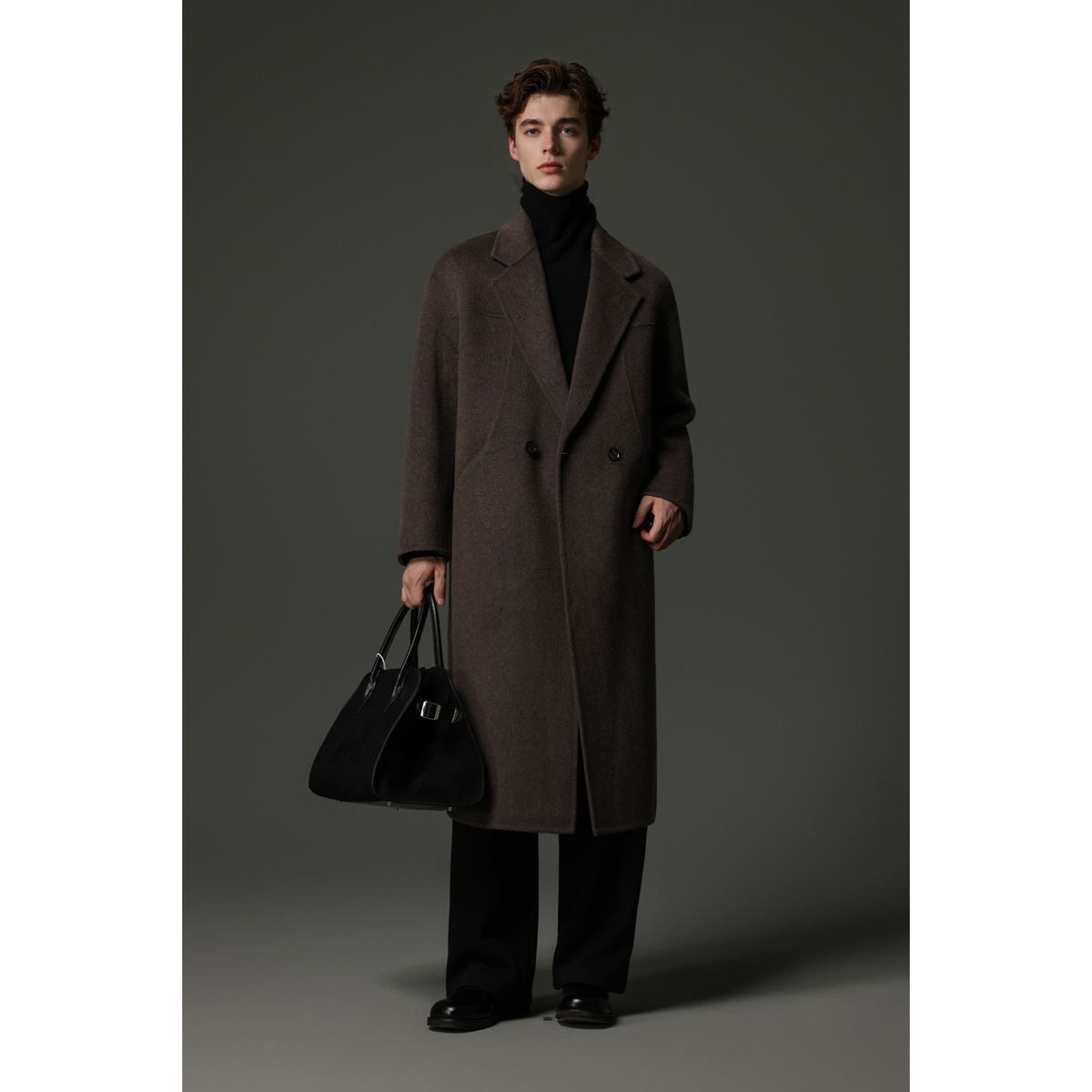 w2x秋冬季男款外套加厚双面呢子羊毛大衣男士风衣中长款商务西装