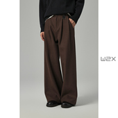 青年长裤 w2x2025新款 子 宽松阔腿小西装 裤 冬季 加厚绵羊毛呢休闲裤