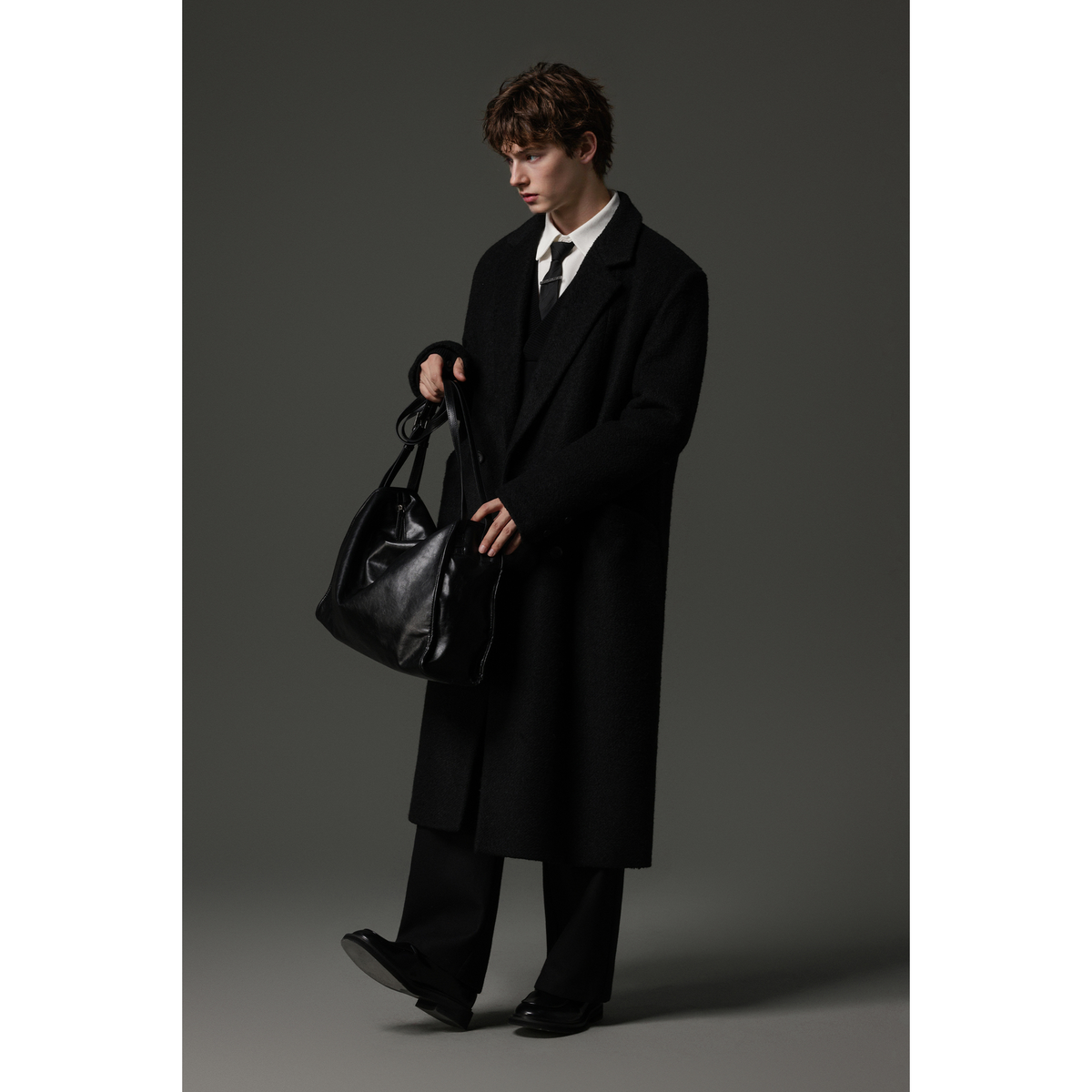 w2x秋冬季西装外套男装羊毛呢子大衣男士外套加厚中长款风衣高端