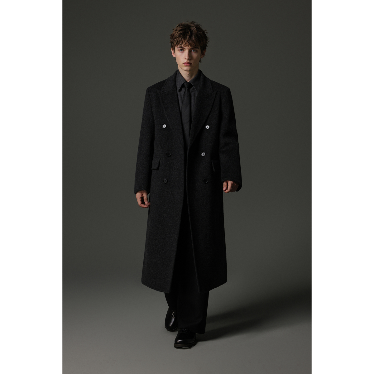 w2x纯羊毛呢大衣男士冬季双面呢子加厚外套中长款风衣商务西装男