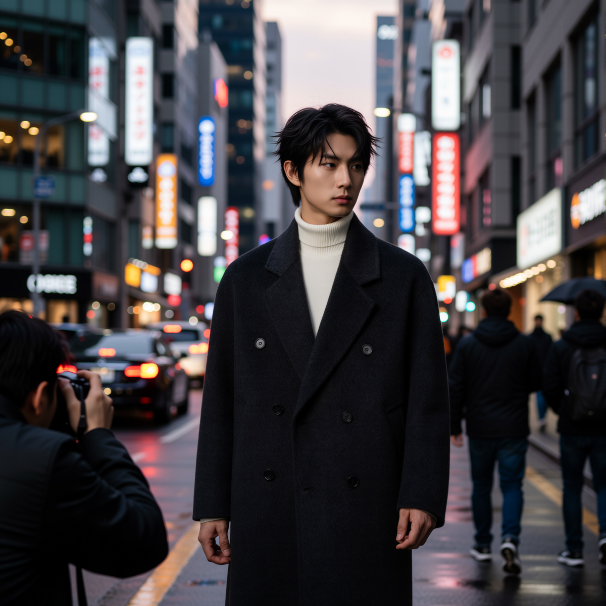 w2x秋冬季羊毛呢加厚外套双面呢大衣男风衣中长款西装冬装超好看