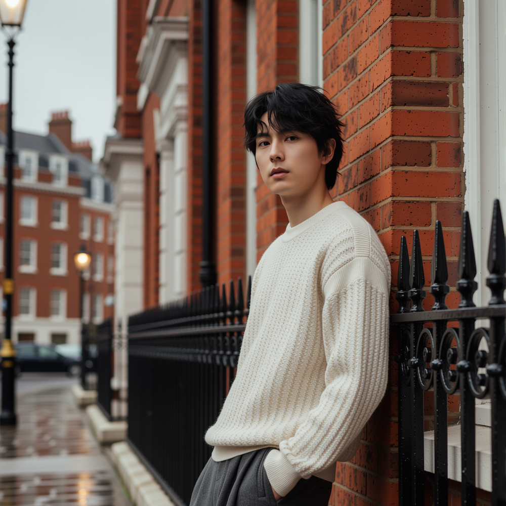 w2x老钱风毛衣毛呢针织衫男款秋冬季新款长袖加厚男士打底衫上衣