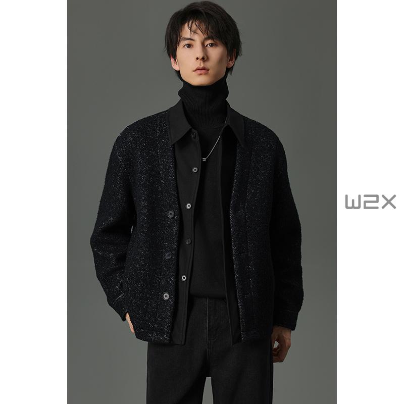 休闲短款保暖毛呢外套宽松