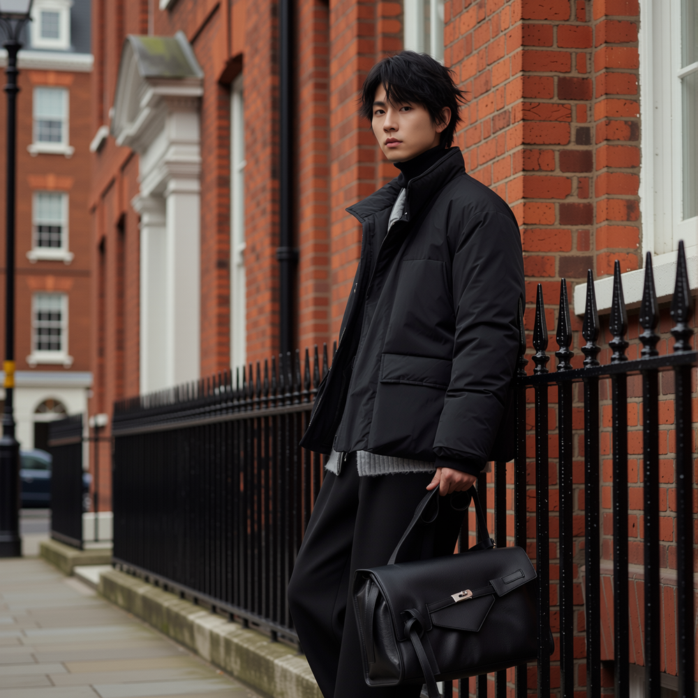 w2x90白鸭绒羽绒服极简风短款外套男青年冬装情侣款加厚防寒男装