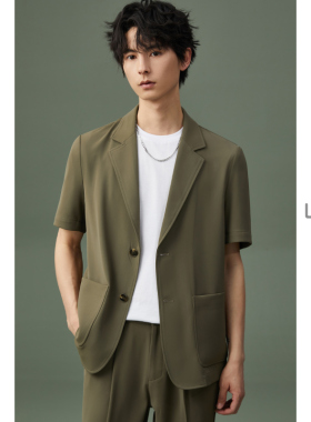 w2x2026新款夏季薄款短袖西装外套男时尚百搭轻奢休闲半袖小西服