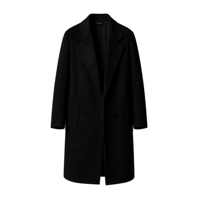 w2x100%全羊毛呢大衣外套男款双面呢秋冬男士加厚风衣中长款男装