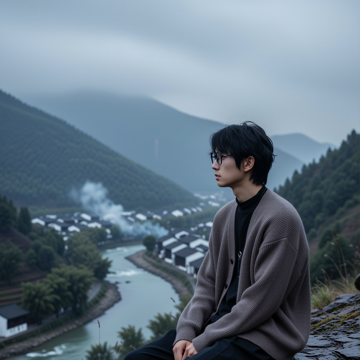 w2x时尚休闲针织开衫秋冬新款加厚v领毛衣男士日系慵懒外套男款潮