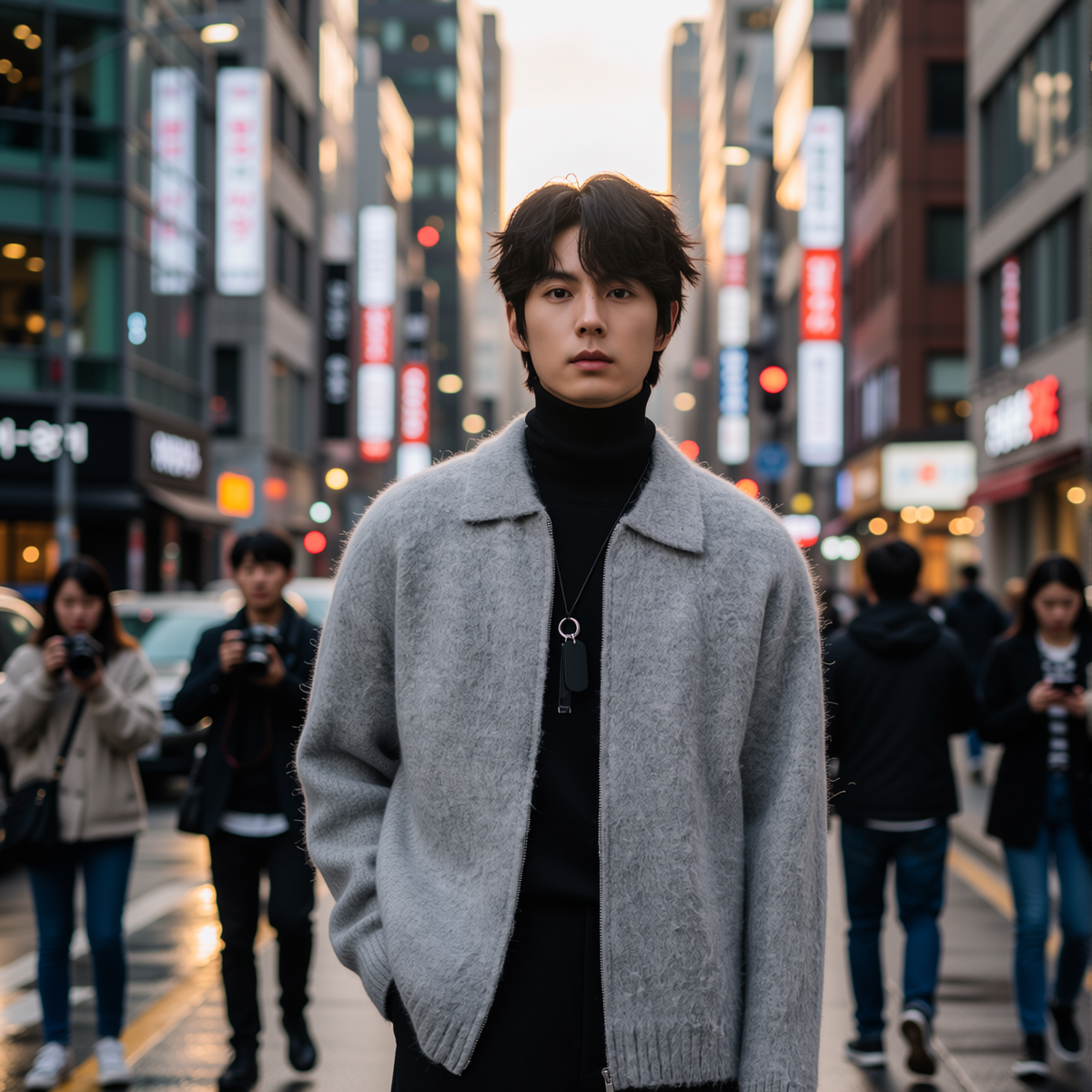 w2x复古毛呢针织开衫加厚秋冬季男装上衣冬装超好看毛衣外套翻领