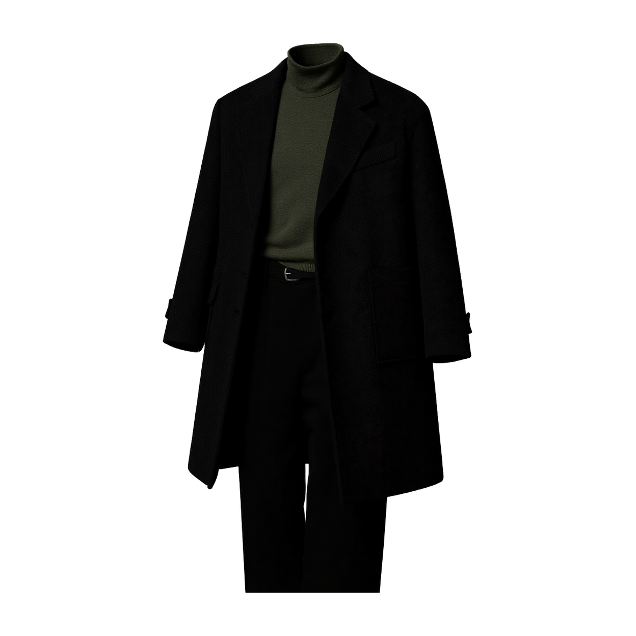 w2x休闲百搭羊毛呢大衣双面呢外套男冬季西装男士中长款加厚风衣