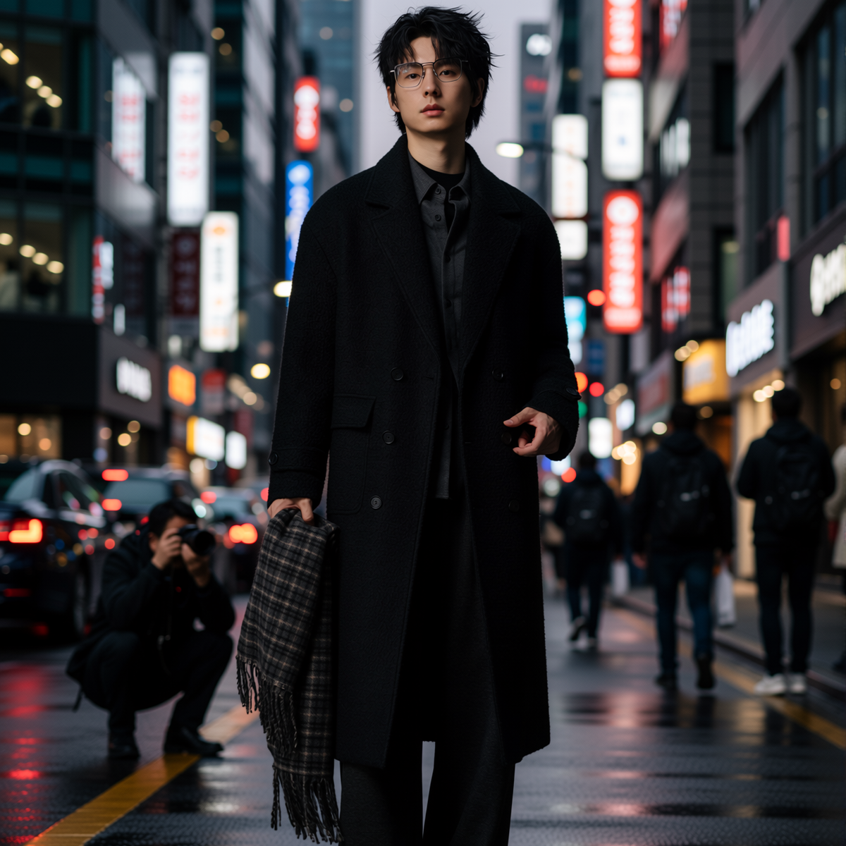 w2x赫本风双面羊毛呢大衣高端冬季新款外套加厚中长款风衣男冬装