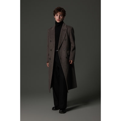 w2x2025秋冬季男装加厚款男士外套纯羊毛呢大衣风衣保暖宽松冬装