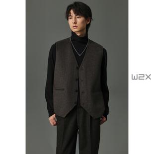 马甲外套设计感痞帅背心 950g双面绵羊毛加厚无袖 w2x2025冬季 新款