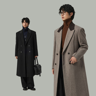 w2x毛呢大衣秋冬季呢子保暖外套男士风衣中长款男装加厚冬装男款