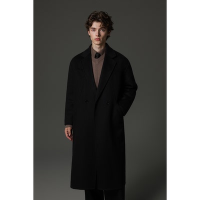 w2x羊毛大衣高级感双面呢外套冬季男士男款加厚老钱风中长款风衣