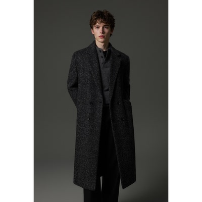 w2x2025新款秋冬季男款羊毛呢大衣加厚男士长款外套风衣男装时尚