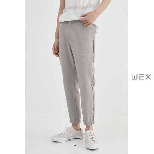 w2x束脚弹力很仙痞帅青年九分裤