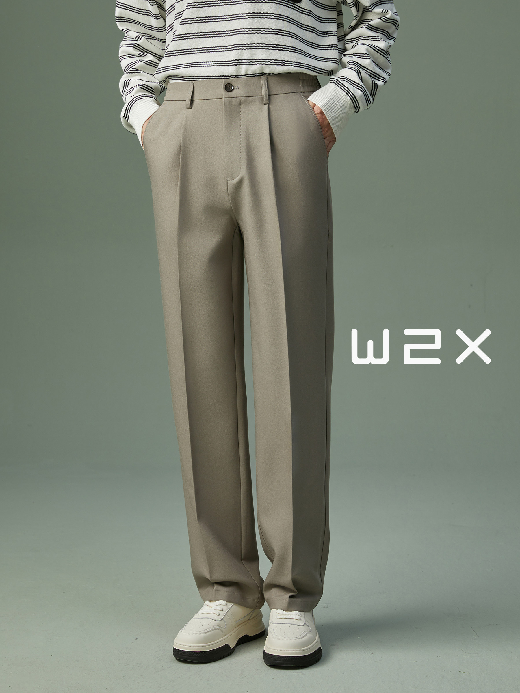 w2x春夏季新款直筒宽松休闲裤男垂坠感小西装裤高级感百搭长裤子