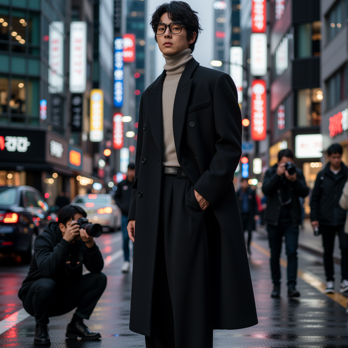 w2x帅气秋冬季双面羊毛呢大衣男士外套长款风衣男加厚冬装保暖潮