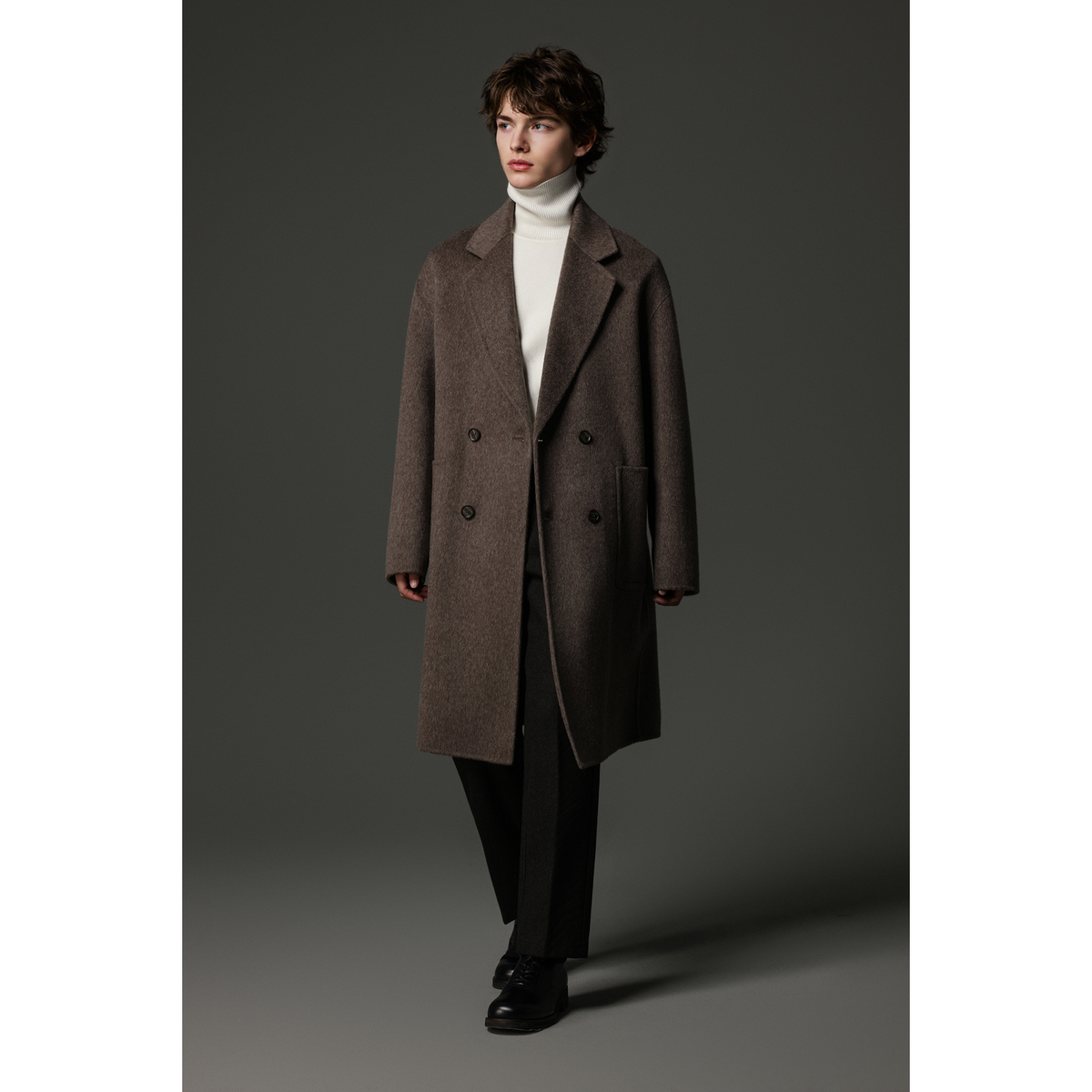 w2x商务休闲西装秋冬季纯羊毛呢大衣男士风衣双面呢子外套加厚款