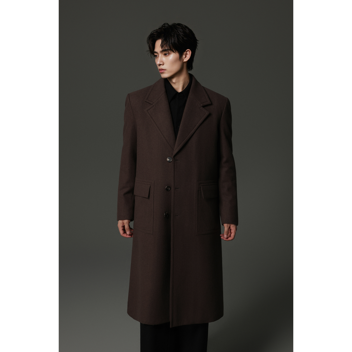w2x羊毛大衣冬季加厚长款过膝双面呢子外套男款西装商务休闲男装