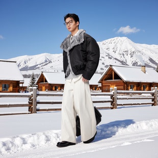 男 棉衣冬装 w2x新款 座山雕保暖外套加厚棉袄子夹棉毛领棉服秋冬季